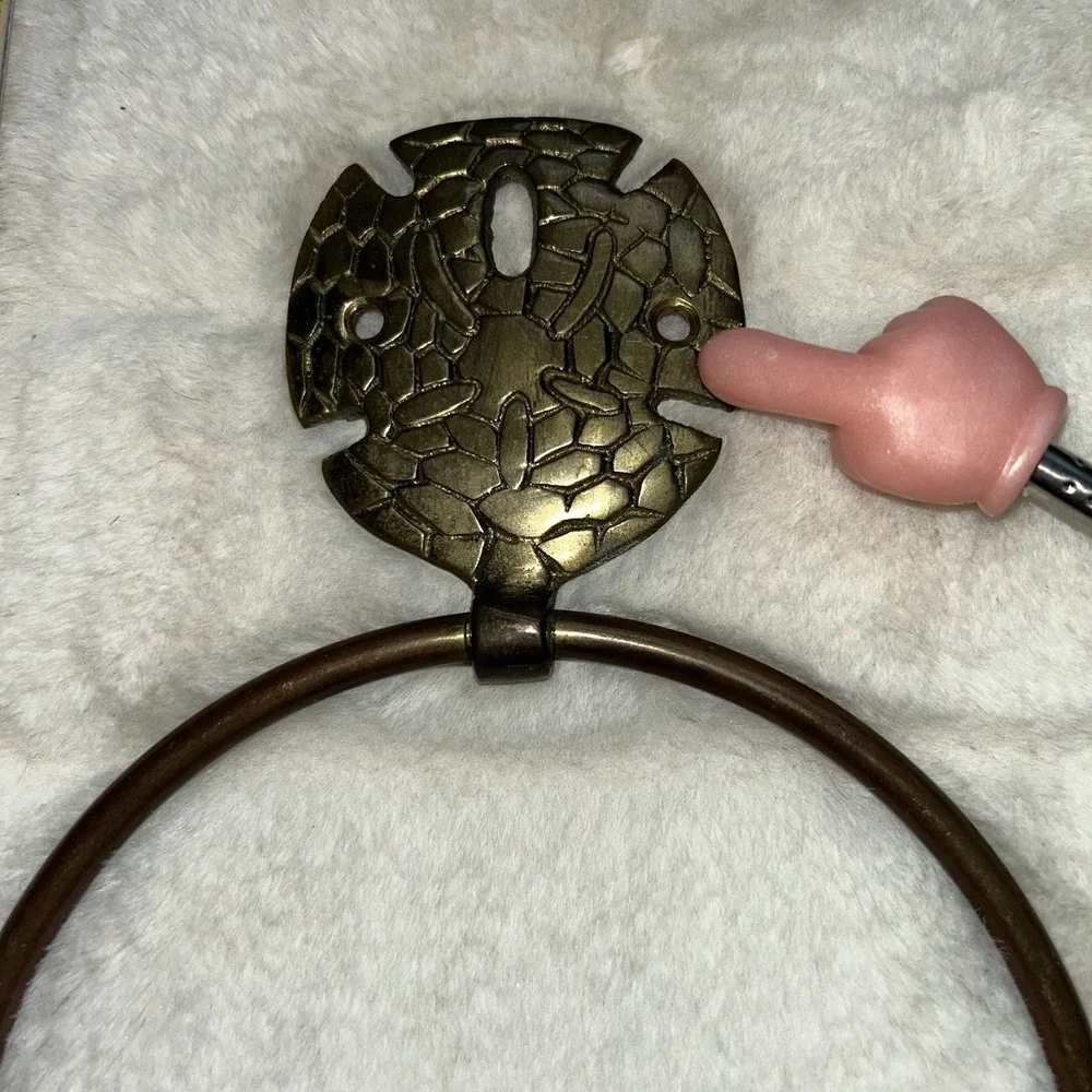 Vintage Brass Shell Sand Dollar Towel Ring 80s 90s Beach Bathroom